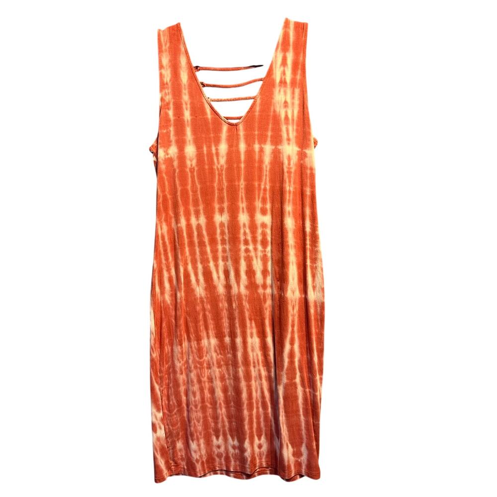 Boho Tie Dyed Dress Size Medium Coral Coverup Short Ladderback Beachy